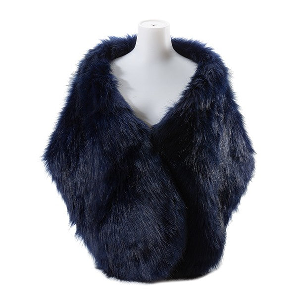 Fashion navy blue faux fur stole