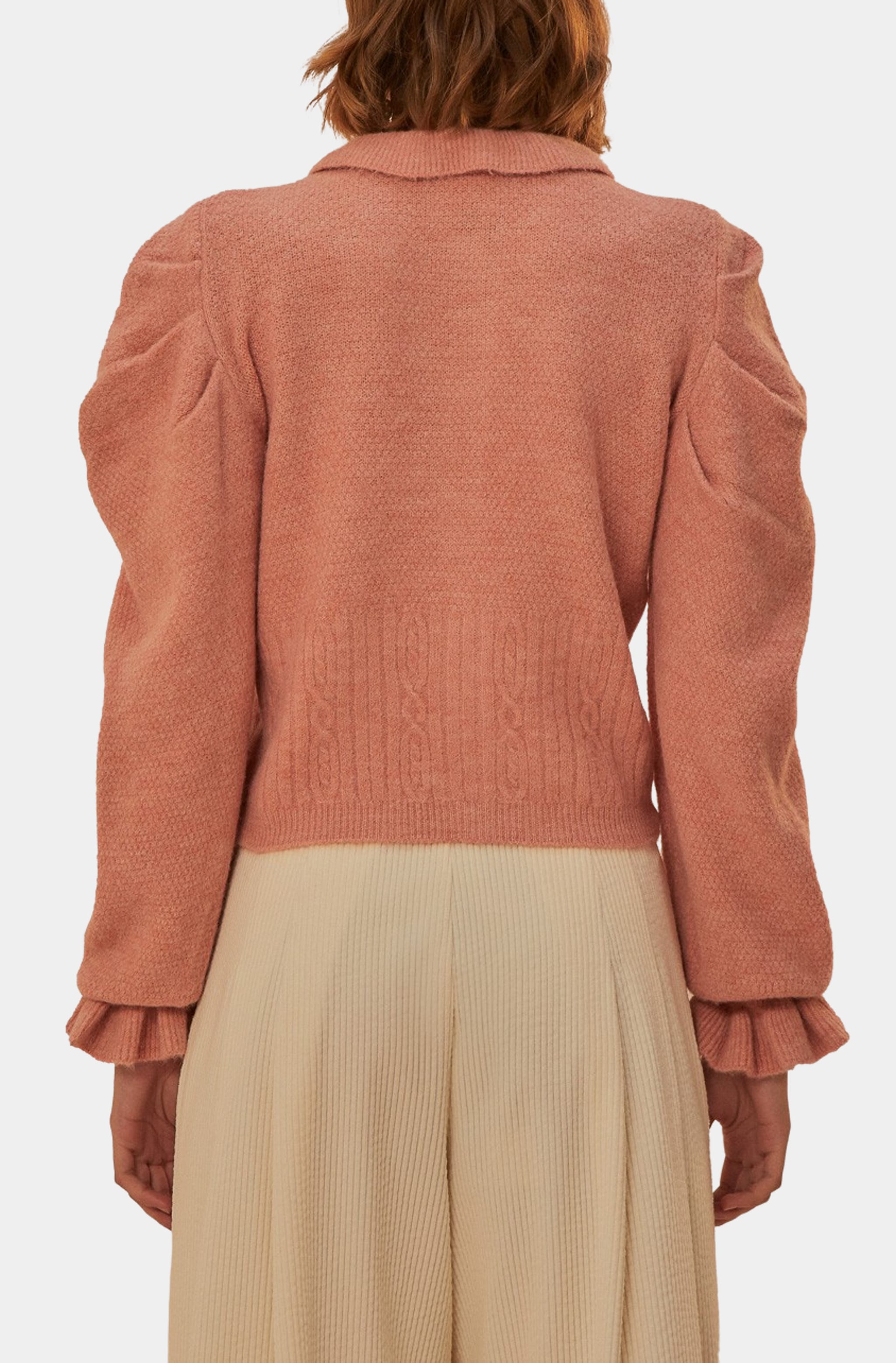 Light Pink Ruffle Knit Cardigan